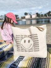 Load image into Gallery viewer, Here For The Good Times Big Smiley Tote