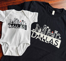 Load image into Gallery viewer, Dallas Skyline Bodysuits & Tees - Matching Siblings - Family Tees - All Sizes - Newborn through Adult 3XL