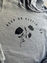 Load image into Gallery viewer, Keep On Keepin' On Gray Sponge Fleece Hoodie with Kangaroo Pocket - Size Small