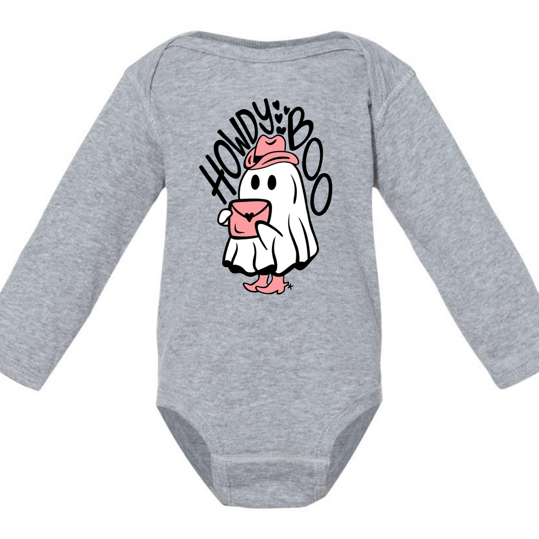 Howdy Boo Ghost Infant Long Sleeve Bodysuits - Valentine's Day