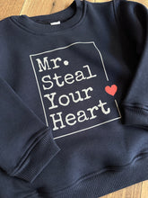 Load image into Gallery viewer, Mr. Steal Your Heart Navy Blue Toddler Fleece Pullover
