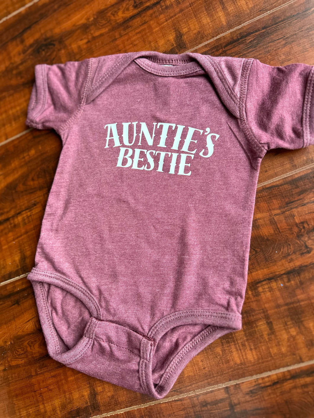 Auntie's Bestie Bodysuits & Tees (Infant and Toddler) - Matching Sibling Tees - Vintage Burgundy