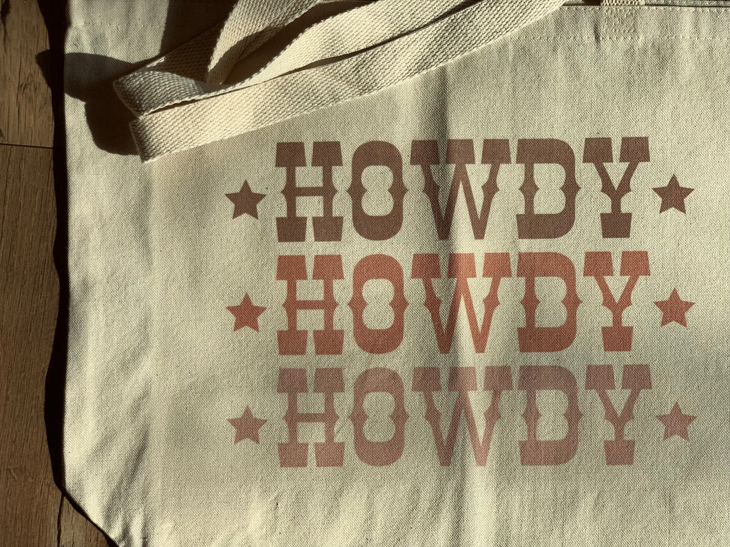 Howdy x 3 Big Tote - Zippered